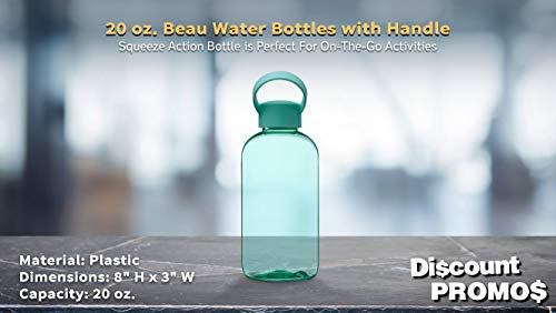 DISCOUNT PROMOS 10 Beau Water Bottles with Handle Set, 20 oz. - Flexi-Grip, Plastic, Drinkware - Mint - color: - Blank - Mint, size: 10 bottles