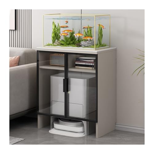 Sweeper Robot Storage Cabinet Sweeping Robot Storage Rack Living Room Shelves Simple Load-bearing Fish Tank Rack New Chinese Fish Tank Cabinet Flower Stand Sweeper Organizer(Khaki,80x30x80.6cm) - color: Khaki, size: 80x30x80.6cm