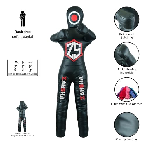 BJJ Wrestling Grappling Throwing Dummy Bag, Unfilled, PU Leather - size: 72 inches| 180cm|6 Feet