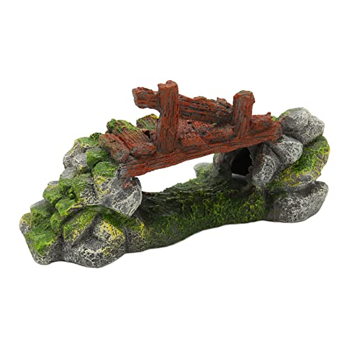 Fish Tank Arch Bridge Decoration Resin Hand Painted Space Saving Aquarium Decor for Fresh Salt Water Fish Tank 18x10x9cm