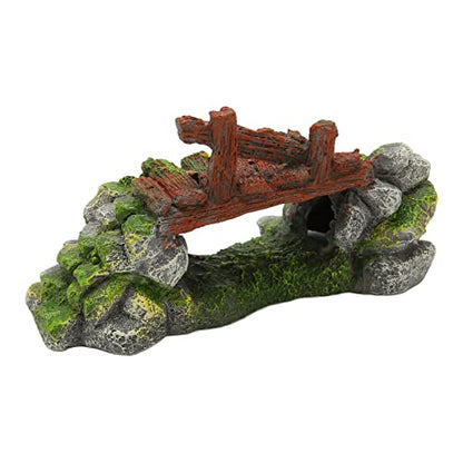 Fish Tank Arch Bridge Decoration Resin Hand Painted Space Saving Aquarium Decor for Fresh Salt Water Fish Tank 18x10x9cm