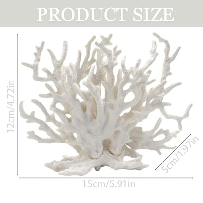2 Pcs Artificial Aquarium Coral Reef Decor White | PVC, Faux, Fish Tank Ornament, Landscape Accessories