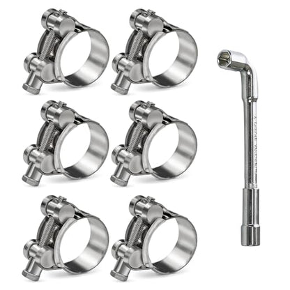6 Pack 20-22mm (0.78-0.86") T-Bolt Hose Clamp, Stainless Steel_304 Intercooler Pipe Tube Clamps, Heavy Duty Radiator Hose Clamp, T-bolt Intake Clamp - size: 0.78 - 0.86 inches, style: 6pcs t bolt hose clamp with 1pcs Socket Wrench