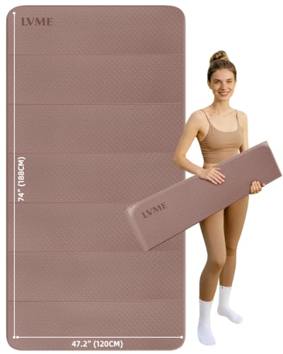 Foldable Yoga Mat 74"x47.2"x 0.4" – Large Yoga Mat - color: Brown+Apricot