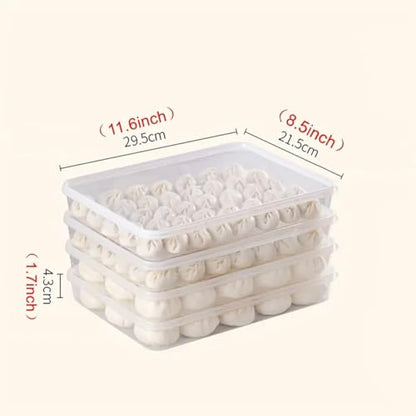 4pcs Dumpling Box Containers for FridgeLarge Plastic Container Flat Storage Bins StackableFood Storage Containers Refrigerator Box DumplingCase Kitchen Supply Tray Fruits, Vegetables, Meat and More