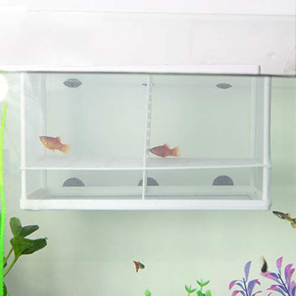 Aquarium Fish Breeder Box Fish Fry Hatchery Incubator Net Nylon Isolation Mesh with 3pcs Pipette (Large) - size: Large