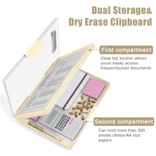 Hongri Clipboard with Storage, Beige 8.5 x 11 Clip Board, Dual Compartmen - color: Beige