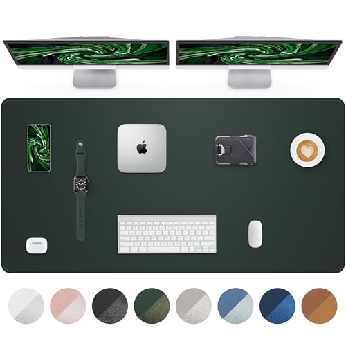 AFIING Large Desk Mat 55" x 24" - PU Leather Desk Pad Protector, Waterproof Non-Slip Extended Mouse Pad for Office Desk, Keyboard, Laptop and Home Workspace (Dark Green) - color: Dark Green, size: 55.1" x 24"
