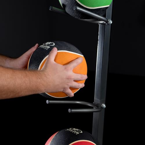Valor Fitness Upright Ball Storage Rack, Heavy Duty Vertical Sports Equipment Organizer for Basketballs, Soccer Balls, Volleyballs, Medicine Balls, Home Gym Storage, 250 lb Capacity