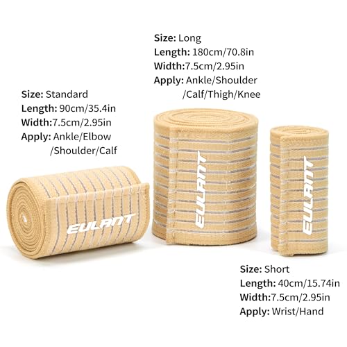 EULANT Elastic Wrist Support Brace 2 Pcs,Adjustable Compression Wrist Wraps - color: Beige, size: 40cm