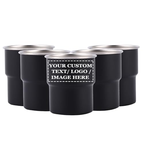5 Pack Customized Logo/Text Stainless Steel Coffee Cups, for Drinking Coffee, Water, Wine, Beer and More, Widely Used for Parties, Events, Outdoors (Black, 10oz / 300ml) - color: Black