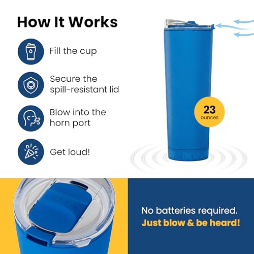 The LoudCup 23 oz 2-in-1 Water Bottle & Noisemaker, Marlin Blue - color: Marlin Blue, size: 23 Ounces