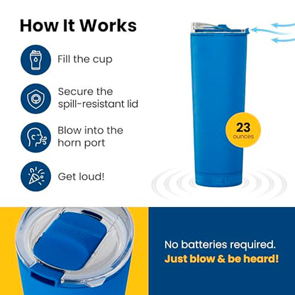 The LoudCup 23 oz 2-in-1 Water Bottle & Noisemaker, Marlin Blue - color: Marlin Blue, size: 23 Ounces