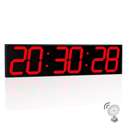 CHKOSDA 28.4''Large Digital Wall Clock,Automic Digital Clock with Alarm,Clendar and Termperature,Auto Time Sync with Easy Operation, Big Timer with Countdown and Countup (Red) - color: Red