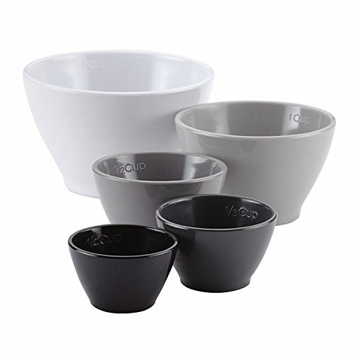 Rachael Ray Tools and Gadgets Nesting / Stackable Measuring Cups Set - 5 Piece, Assorted Colors - color: Black/White, size: 5-Piece