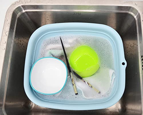 SAMMART 7.7L (2 Gallon) Collapsible Tub - Foldable Dish Tub - Portable Washing Basin - Space Saving Plastic Washtub (Sea Angel, S) - color: Sea Angel, size: Small