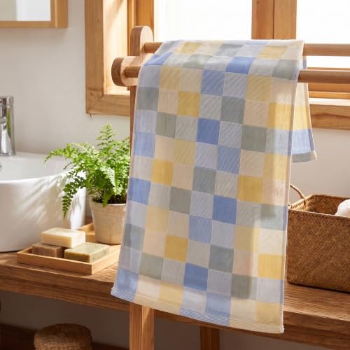 Face Cloths, Soft Wash Cloth for Washing Face, Lightweight Plaid Cotton Face Towels, Quick Dry Absorbent Facial Cleansing Cloths, for Bathroom Daily Skincare, Blue Checkered Design(9.8 x 19.7 Inch) - color: Blue