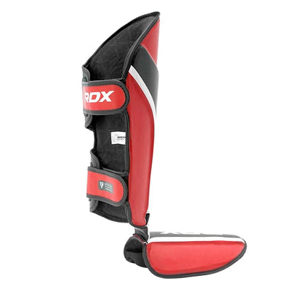 RDX Shin Guards for Kickboxing, MMA, Muay Thai Training, Maya Hide Leather Instep Pads for Sparring, Martial Arts, Gear for BJJ and Boxing - color: RED BLACK