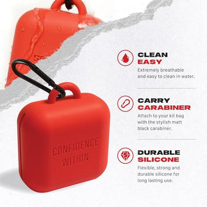 SAFEJAWZ Red Premium Mouth Guard Case with Carabiner Clip - color: Red