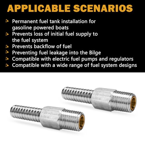 Marine Anti Siphon Valve Replacement for Boat Fuel Tank Pickup Tube with 1/4" NPT, 3/8" Hose for Marine Fuel Tank Valve, Aluminum, 2 Pack.
