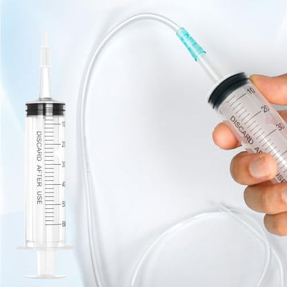 60cc Plastic Syringe - Large Syringe for Liquid with 40" Tubing, Syringes for Liquid, 4 Pack
