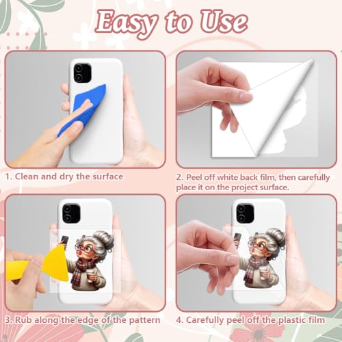 Peacoblue 18 Sheets Rub on Transfers for Crafts, Funny Grandma Selfie 3.6"x3.9" UV DTF Cup Wraps Waterproof Cold Transfers Stickers for Wood Glass Metal Cup Tumblers Mirrors Mugs Home Decor - style: Funny Grandma Selfie