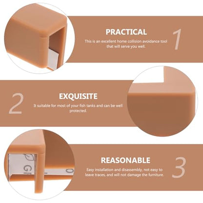 6pcs Brown Medium Silicone Corner Guards Flexible Edge Protectors for Fish Tank and Pet Carrier Furniture Safety Bumpers Collision Proofing for Home Use