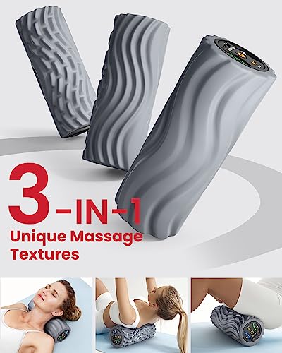 FITINDEX Vibrating Foam Roller for Exercise,5 Vibration Speeds,Rechargeable - color: Gray
