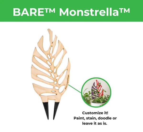 Bare™ Bundle – Monstrella + Palmella - Set of 2 Wooden Plant Trellises for Indoor Climbing Houseplants – 12” Tall Customizable Leaf-Shaped Plant Supports