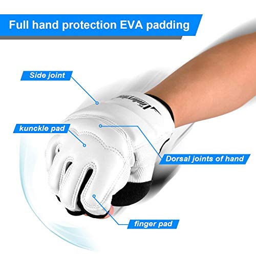 Xinluying MMA Gloves, 8mm EVA Padding, Adjustable Wrist Strap, Women & Kids | Abrasion-Resistant, for Punch Bag, Boxing, Taekwondo, Karate, Martial Arts, Sparring, Heavy Bag Training - color: White, size: X-Large