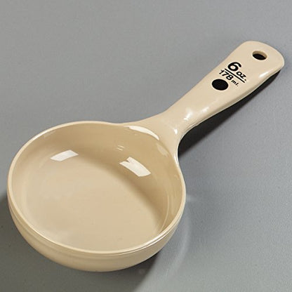 Carlisle FoodService Products Measure Miser Plastic Measuring Spoon with Short Handle, 6 Ounces, Beige