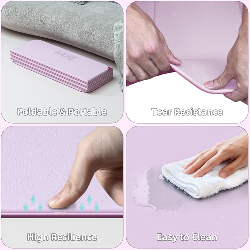 HAHE 7-Fold Design Extra Thick Yoga Mat 72"L x 24"W x 0.47", TPE - color: Deep Pink & Light Pink
