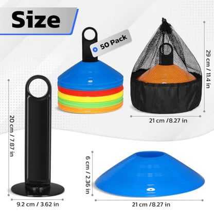 GHB Soccer Cones 25/50/100 Pack Disc Soccer Sport Cones - color: 50Pcs Multicolor