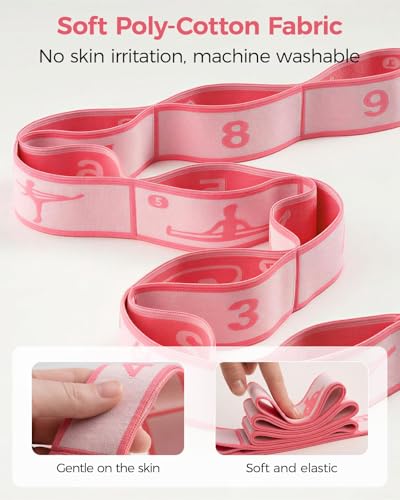 2 PCS Stretch Strap for Kids Gymnastics Multi-Loop Elastic Strap for Ballet, Latin, Dance, Yoga, Children Flexibility Training & Exercise Resistance Yoga Band- 8 Loops - color: Red & Blue