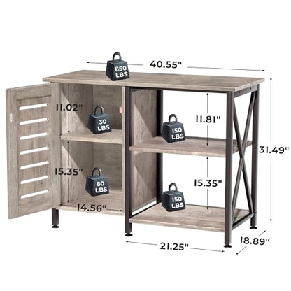 Herture 40-50 Gallon Fish Tank Stand, Aquarium Stand with Cabinet Accessories Storage, Heavy Duty Metal Frame, 40.55" L*18.89" W Tabletop, 1000LBS Capacity, Greige PG02YGZ