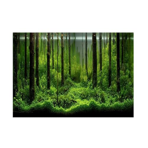 24In Self-Adhesive PVC Aquarium Background Easy Install Decor Paper Water Proof Fish Tank Backdrop with Vivid Underwater Forest Design