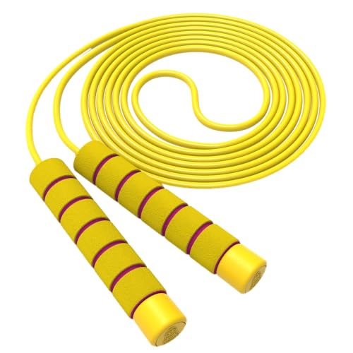 Jump Rope For Kids,Jump Rope Kids,Adjustable Soft Skipping Rope,Toddler Jump Rope With Skin-Friendly Foam Handles For Kids, Boys,Girls,Women, Men,Exercise Activity,Outdoor Fitness - color: Yellow
