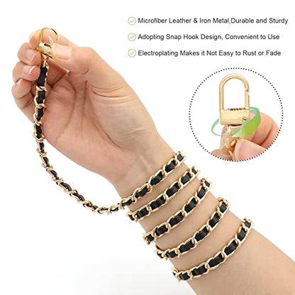Gold Purse Chain & Strap, 4 Sizes - DIY Handbag, Shoulder, Crossbody Bag Chain - Leather, Braided - 15.4, 23.6, 31.4, 47.2 Inch - Black/Gold - color: Black(gold)