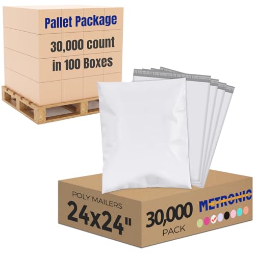 Metronic Poly Mailers 24x24 30000 Pcs Large Shipping Bags for Clothing White Packaging Bags Strong Self Seal Adhesive Shipping Envelopes for Business Tear-resistant Mailing Bag Mailing Envelopes - color: White, size: 24x24 30,000PC