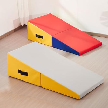 Gymnastics Incline Mat, Folding Gymnastics Wedge With Carrying Handle For Gymnastics, Martial Arts, Cheerleading, Dance Yoga Stretching Training Ex - color: Red