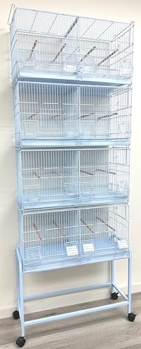 LOT of Stackable Breeder Bird Flight Cage with Removable Center Divider and Breeding Nest Box Doors with Removable Rolling Stand