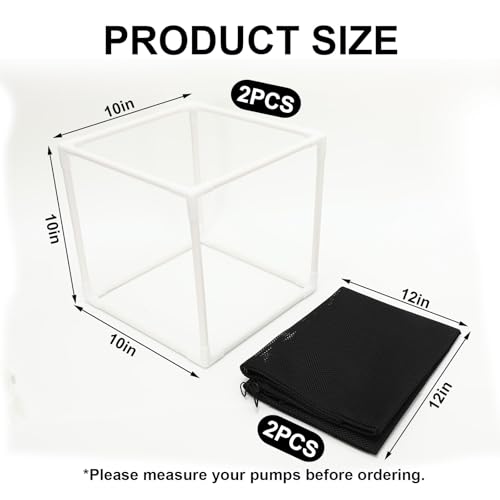 JarThenaAMCS 2Pcs Black Pump Barrier Bag Anti-Clogging 10 inch Pond Filter Box with Drawstring Outdoor Water Pump Cover 24"x 24" Mesh Pond Cube Bracket for Pond Biological Filter