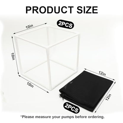 JarThenaAMCS 2Pcs Black Pump Barrier Bag Anti-Clogging 10 inch Pond Filter Box with Drawstring Outdoor Water Pump Cover 24"x 24" Mesh Pond Cube Bracket for Pond Biological Filter