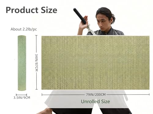 5PCS Tameshigiri Tatami Mat - Authentic Japanese Straw Cutting Mat, 79 x 34 Inch, Pre-Rolled, Made of 100% Igusa (Soft Rush) for Katana Sword Practice, Ideal for Iaido & Samurai Martial Arts Training