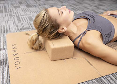 Cork Yoga Block 2 Pack for Pilates 9"x6"x4" Non-Slip & High Density
