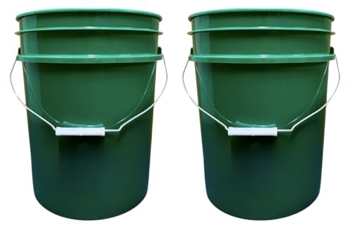 5 Gallon Premium HPDE Plastic Bucket - Made in USA Food Grade Storage Container, BPA Free All Purpose Pail (2, Dark Green) - color: Dark Green