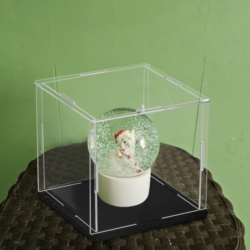 uxcell Acrylic Clear Display Case for Collectibles Self-Assemble Display Boxes Black Base Dustproof Countertop Storage Box for Collectibles Figures, 3.9 x 3.9 x 7.9 Inch - size: 3.9 x 3.9 x 7.9 Inch
