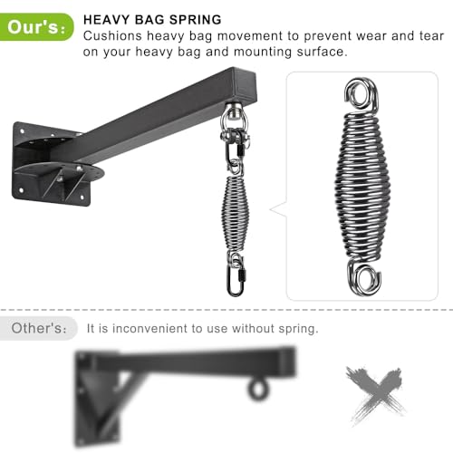SELEWARE Wall Mount Heavy Bag Hanger Heavy Duty Punching Bag Hanger - color: 18" adjustable Heavy Bag Hanger with Spring
