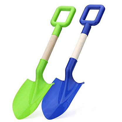 16" Kids Beach Spades Sand Shovels, Toys Gardening Tools Kit Sandbox Scoop Wood Handle Plastic Spade for Garden Sand Snow Backyard Summer Vacation for Kids Adults 2 Pack- Blue&Green - color: Blue