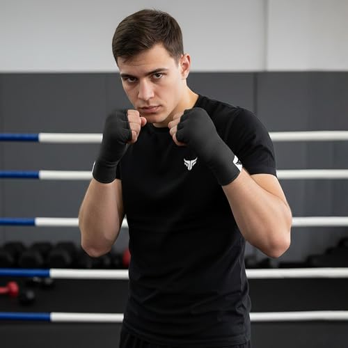 Mytra Fusion Inner Gloves Elastic Quick Easy Gel Padded Boxing Hand Wraps for Men & Women Boxing Wraps for MMA, Muay Thai, Kickboxing, Punching and Martial Arts - size: Small-Medium
